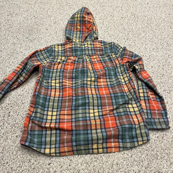 LL Bean Scotch Plaid Flannel Shirt Relaxed Zip Hoodie Sz M Tall Washed Buchanan - Picture 5 of 10